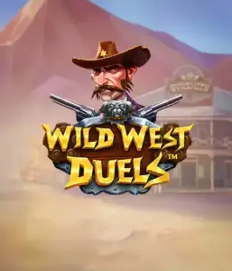  Изображение игрового автомата "Wild West Duels" от Pragmatic Play, где изображён суровый персонаж в шляпе с оружием в руках. На заднем плане нарисована пустынная территория с одиноким салуном. Идеально подходит для поклонников жанра вестерн и азартных игр.